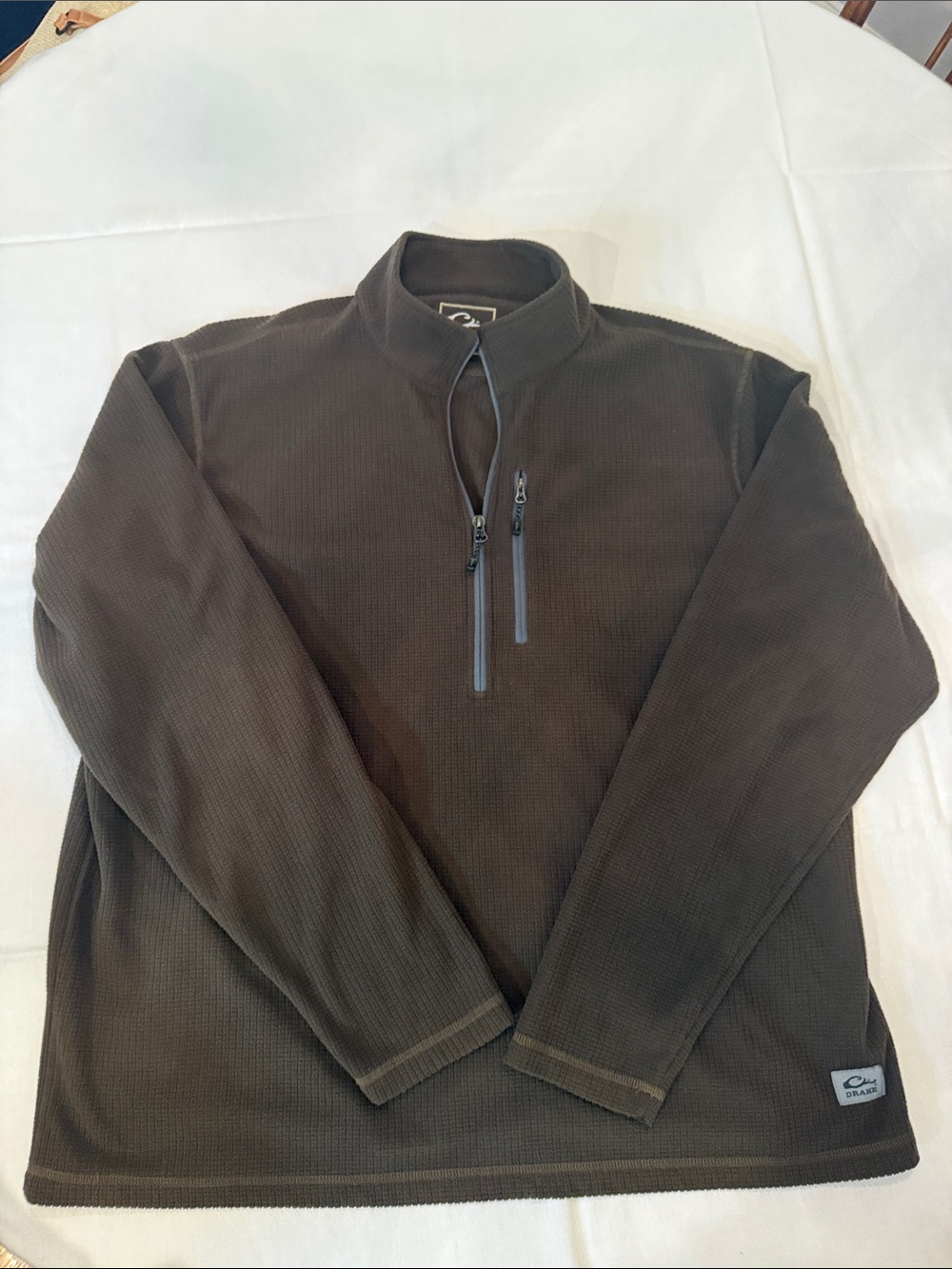 Drake Men’s Brown Quarter-Zip Waffle Pullover